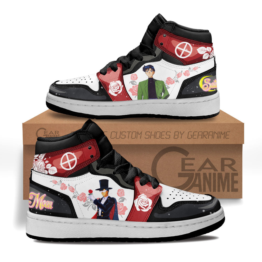 Tuxedo Mask Custom Anime Kids High-Top Leather Sneakers