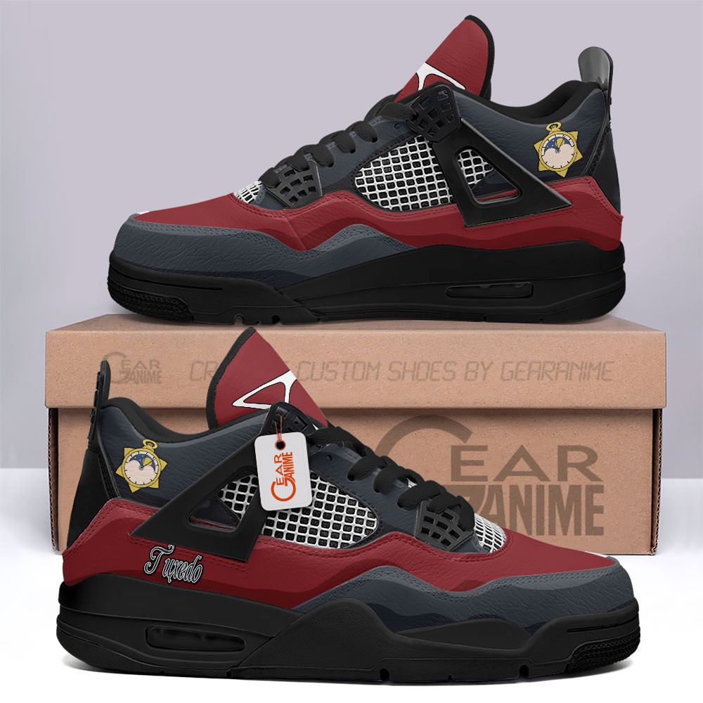 Tuxedo Mask Retro 4 Leather Sneakers Custom Name