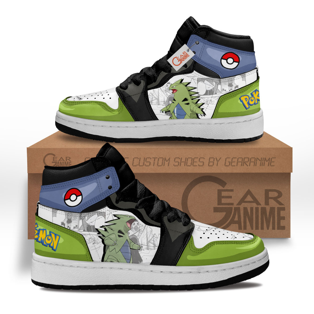 Tyranitar Custom Anime Kids High-Top Leather Sneakers