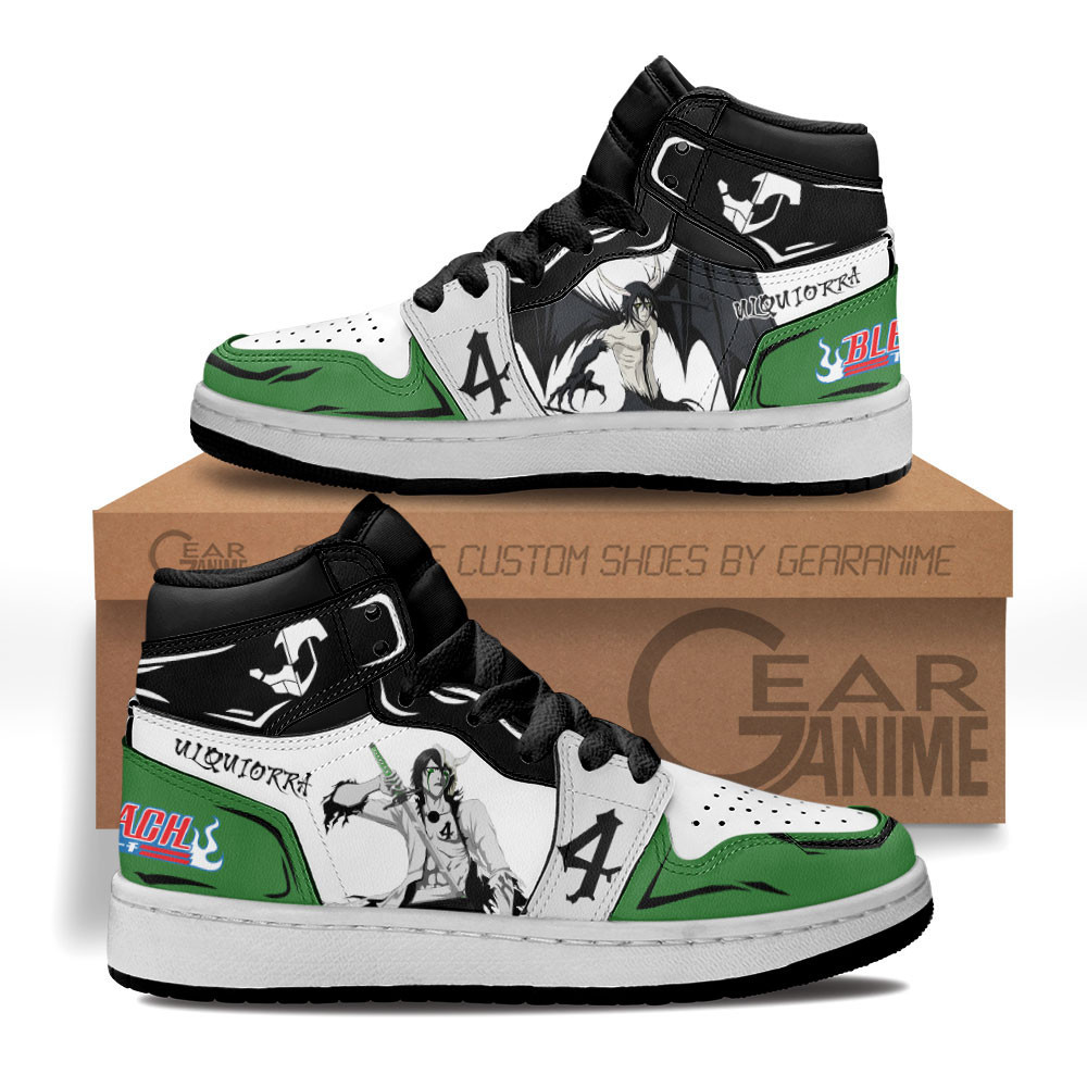 Ulquiorra Cifer Custom Anime Kids High-Top Leather Sneakers
