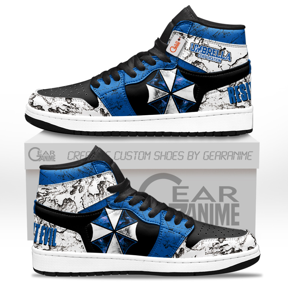 Umbrella Corporation Blue Custom Gaming High-Top Leather Sneakers Games Collection Personalized