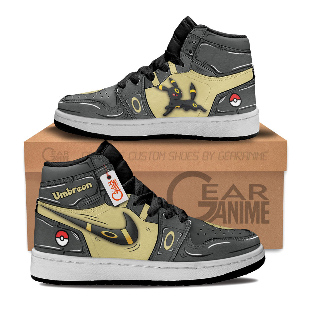 Umbreon Custom Anime Kids High-Top Leather Sneakers Custom Name