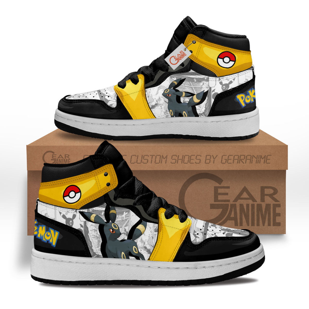Umbreon Custom Anime Kids High-Top Leather Sneakers