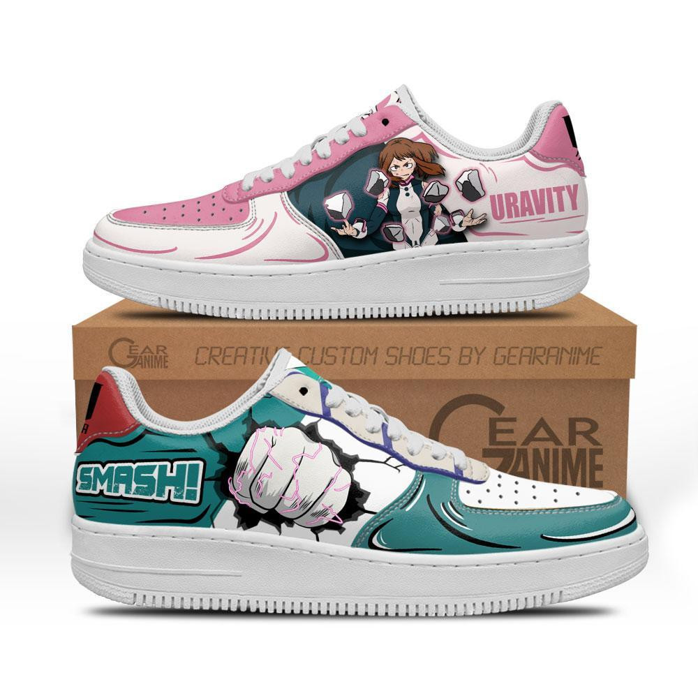 Uraraka and Deku Custom Anime Low-Top Leather Sneakers