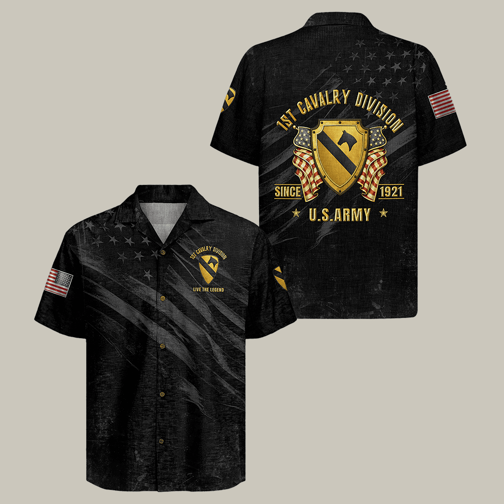 US Army 1st Cavalry Division Regiment Hawaiian Shirt US Amry Clothes Gift For Veteran
