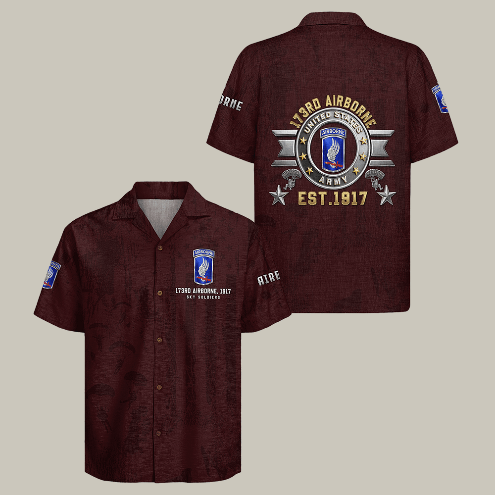 US Army Airborne Hawaiian Shirt Est 1917 Veteran Themed Shirt Gift For Husband