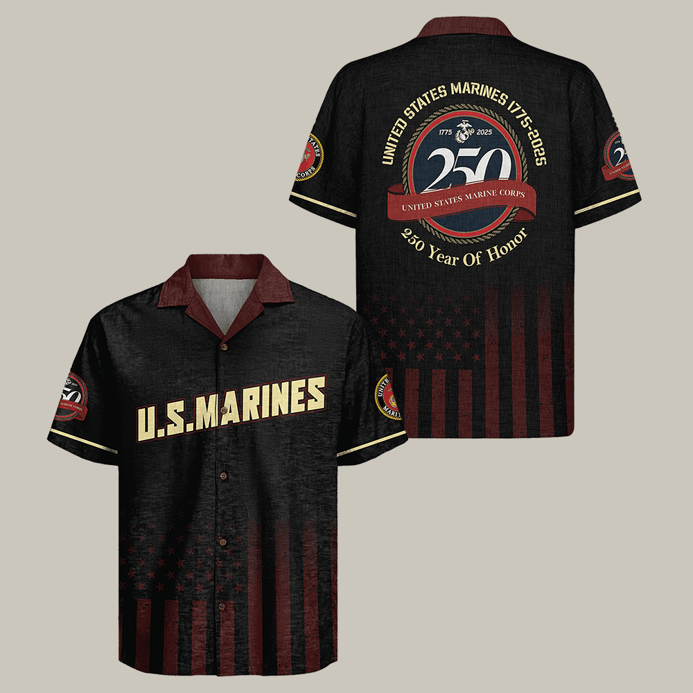 US Marine Corps 250 Years Of Honor Hawaiian Shirt Semper FIdelis Clothes Gift For USMC