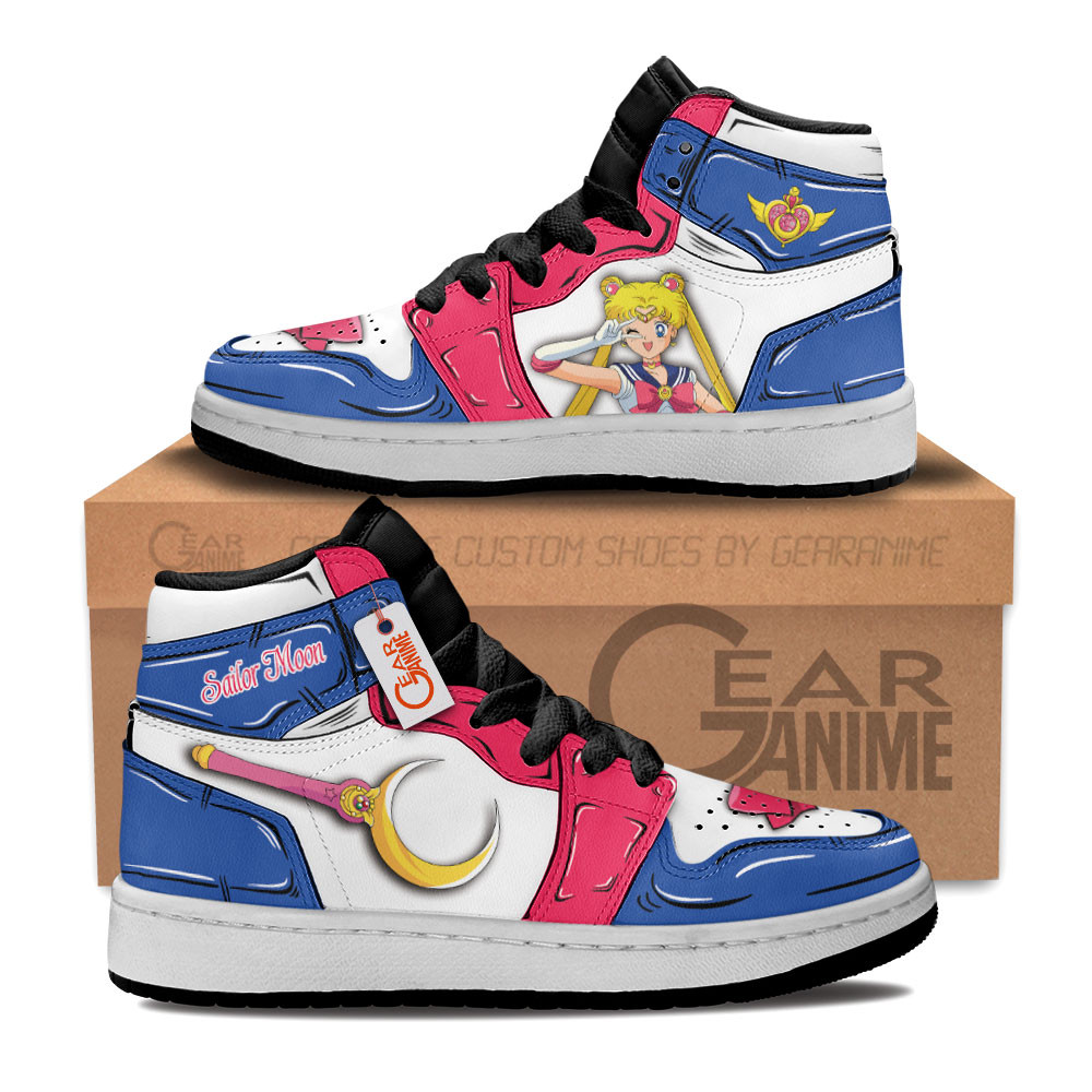 Usagi Tsukino Custom Anime Kids High-Top Leather Sneakers Personalized