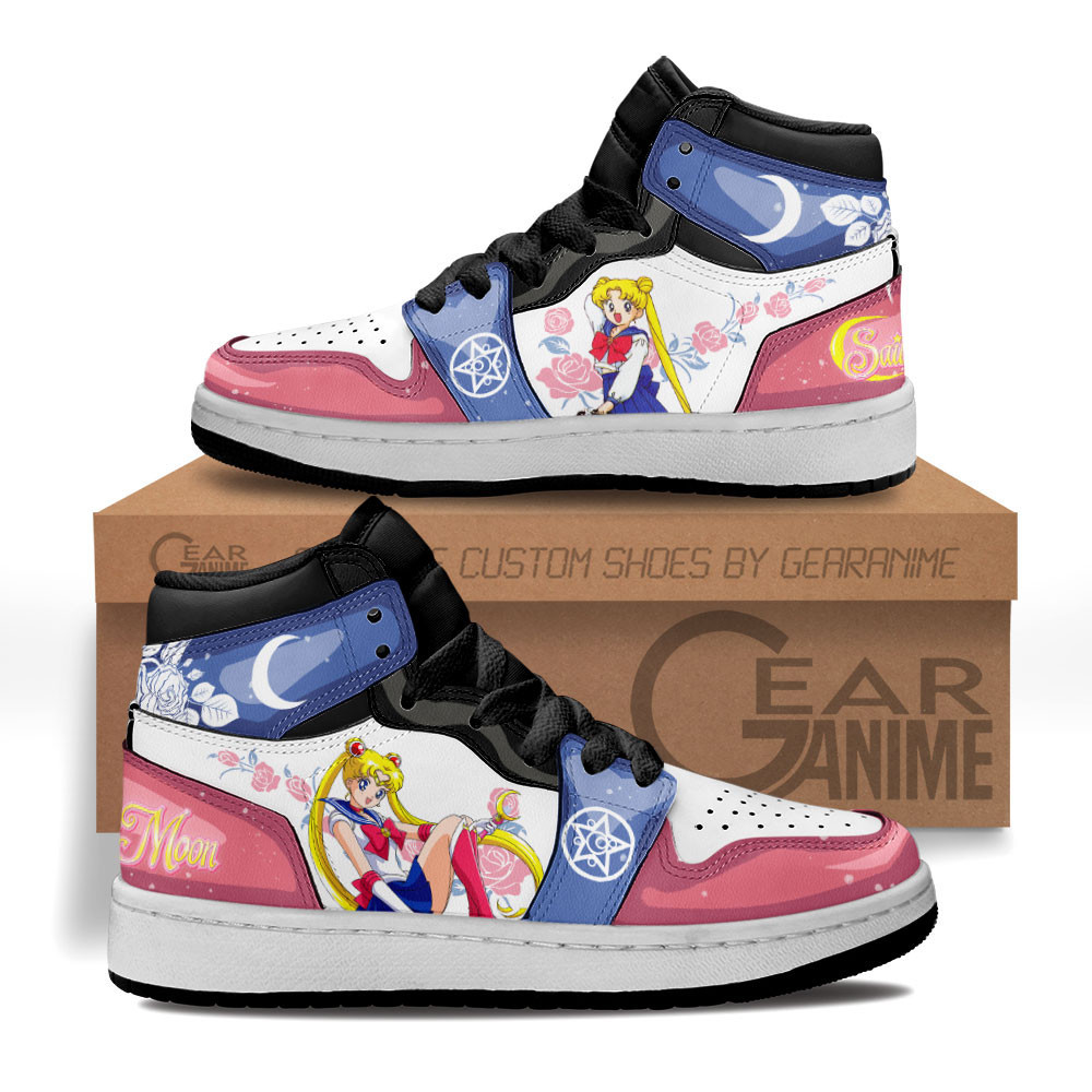 Usagi Tsukino Moon Custom Anime Kids High-Top Leather Sneakers