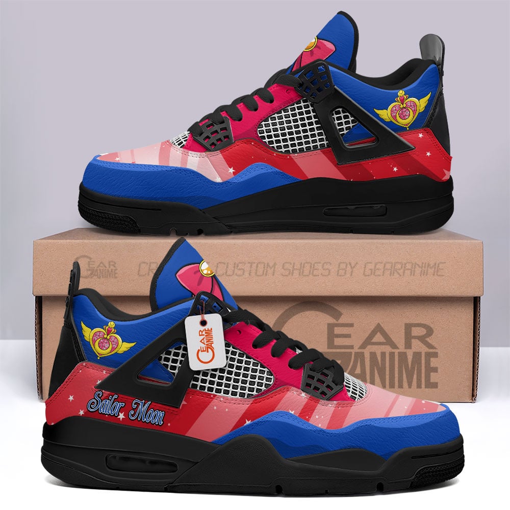 Usagi Tsukino Retro 4 Leather Sneakers Custom Name