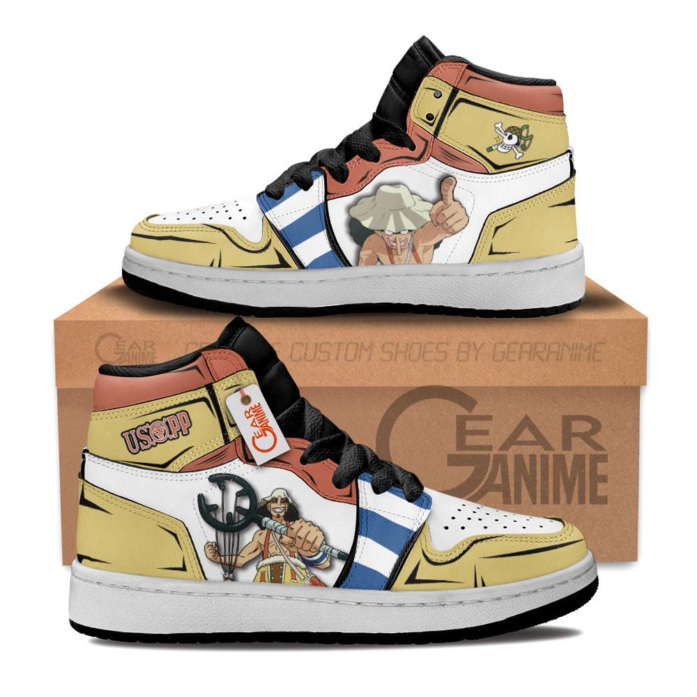 Usopp Custom Anime Kids High-Top Leather Sneakers Personalized