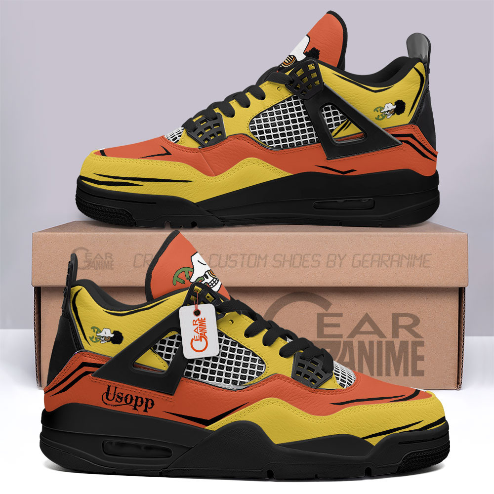 Usopp Retro 4 Leather Sneakers Custom Name