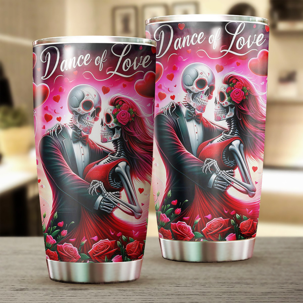 Valentine’s Day Skull Couple Dance Of Love Tumbler