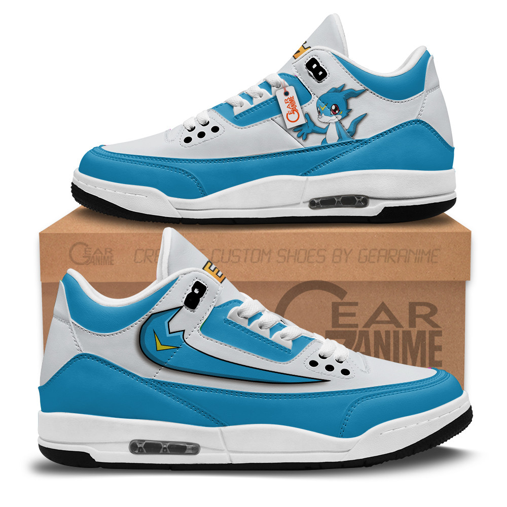 Veemon Custom Anime Retro 3 Leather Sneakers Free Neutral Digimon