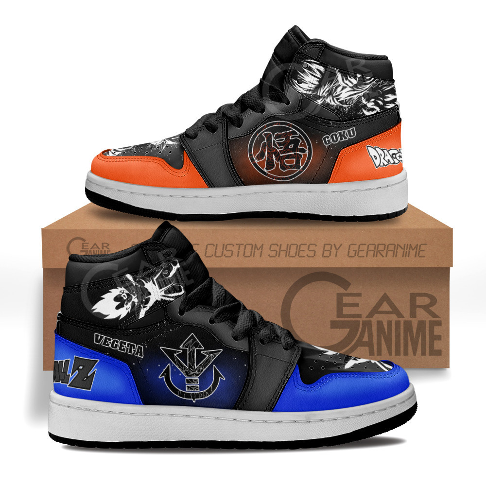 Vegeta and Goku Custom Anime Kids High-Top Leather Sneakers Idea Shoes MV1503