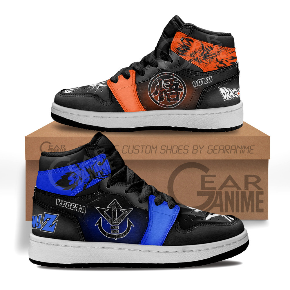 Vegeta and Goku Custom Anime Kids High-Top Leather Sneakers MV1503
