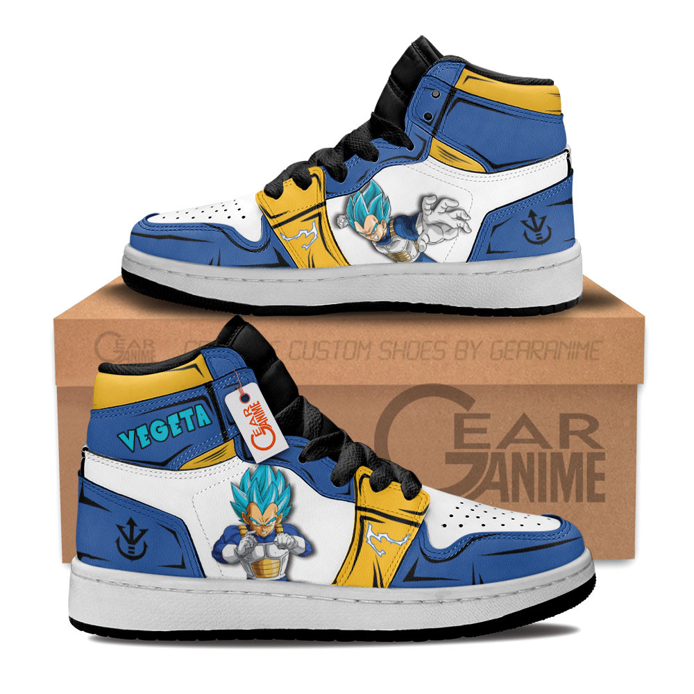 Vegeta Blue Custom Anime Kids High-Top Leather Sneakers Personalized
