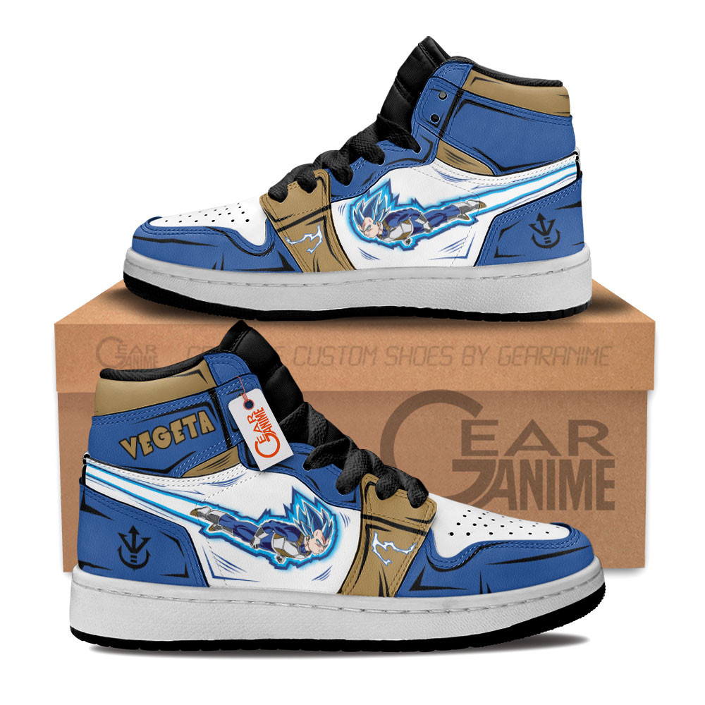 Vegeta Custom Anime Kids High-Top Leather Sneakers Custom Name