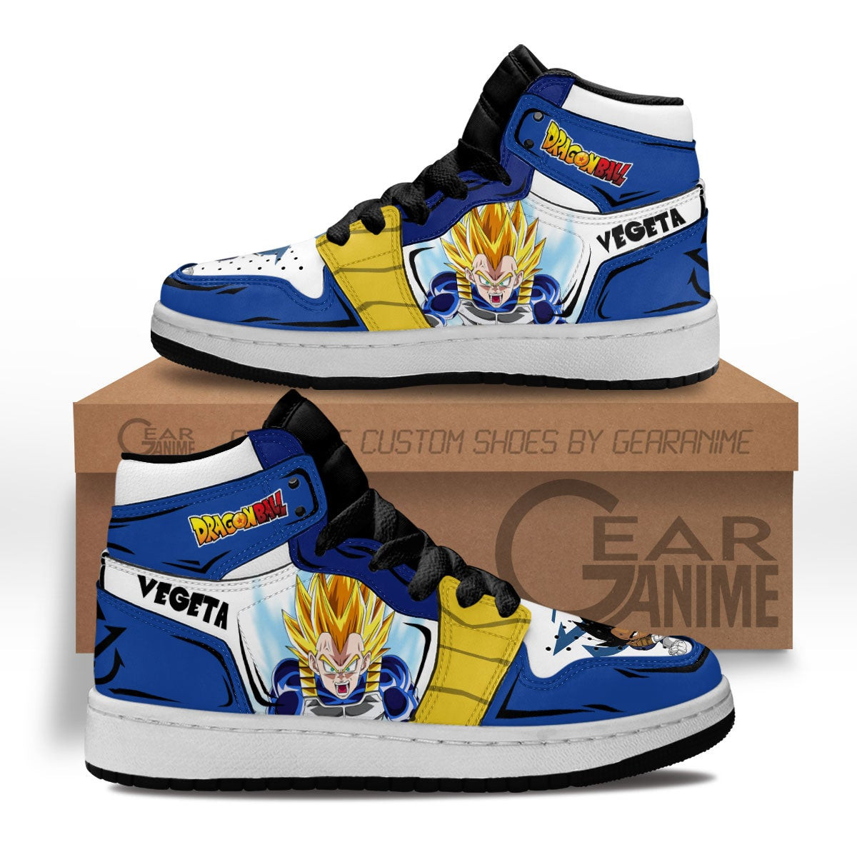 Vegeta Custom Anime Kids High-Top Leather Sneakers