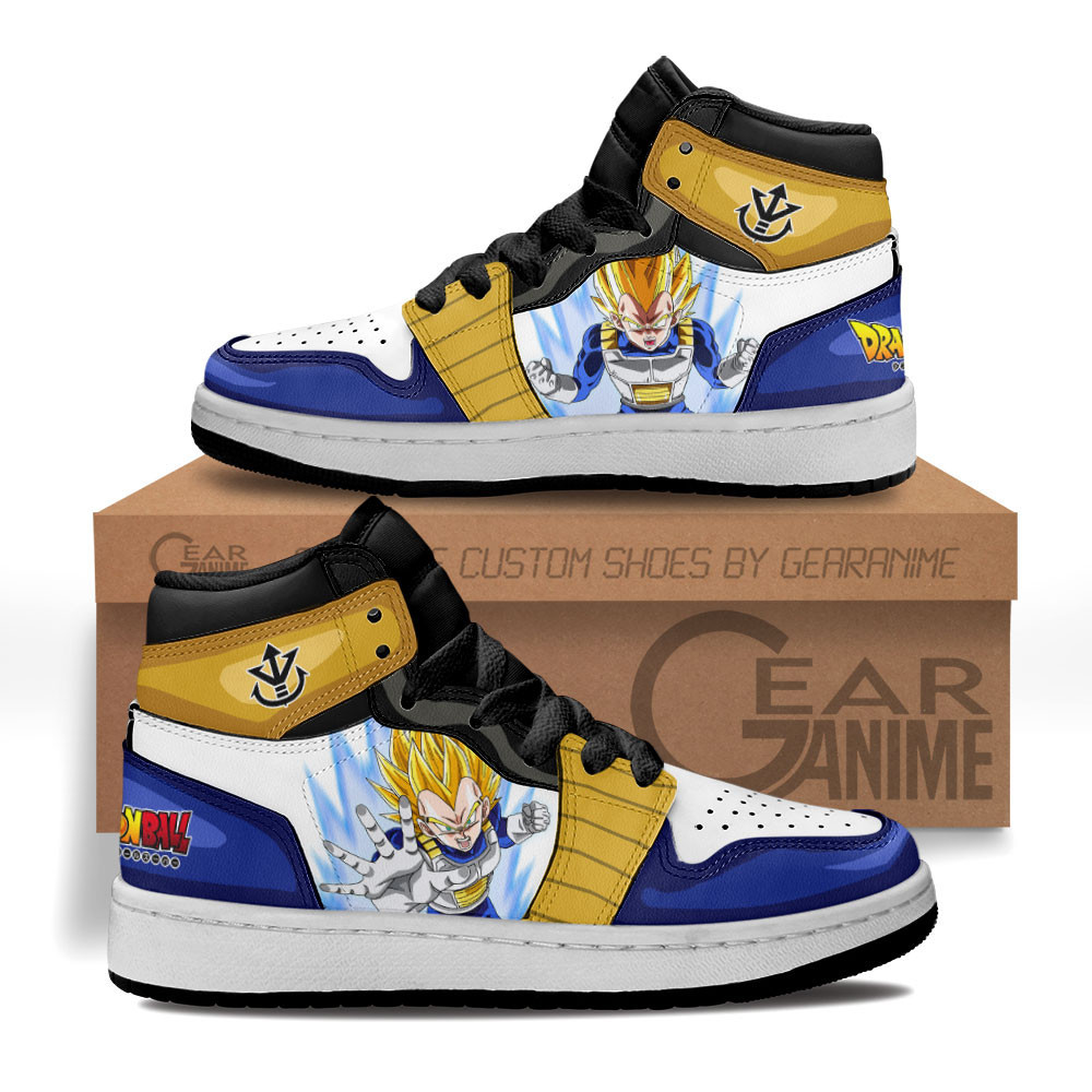 Vegeta Super Saiyan Custom Anime Kids High-Top Leather Sneakers