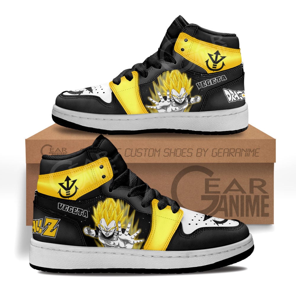 Vegeta Super Saiyan Custom Anime Kids High-Top Leather Sneakers MV0203