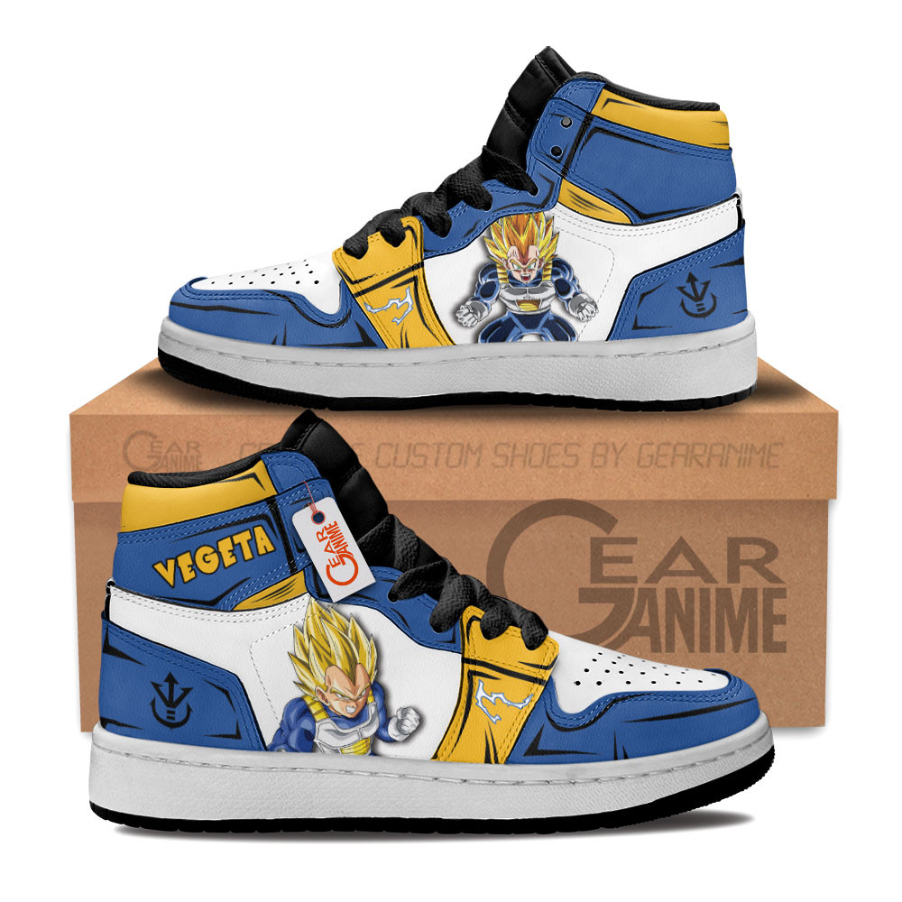 Vegeta Super Saiyan Custom Anime Kids High-Top Leather Sneakers Personalized