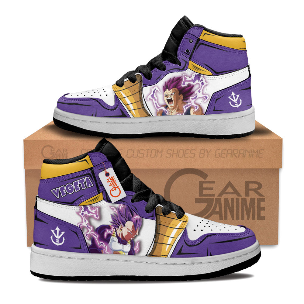 Vegeta Ultra Ego Custom Anime Kids High-Top Leather Sneakers Personalized
