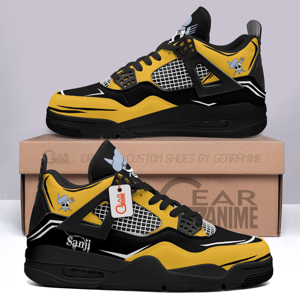 Vinsmoke Sanji Retro 4 Leather Sneakers Custom Name