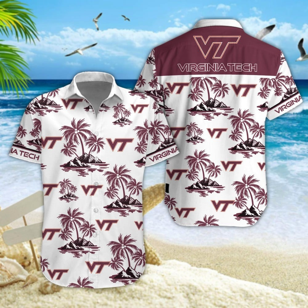 Virginia Tech Hokies Football Hawaiian Football Beach Shirt Gift For NCAA Fans