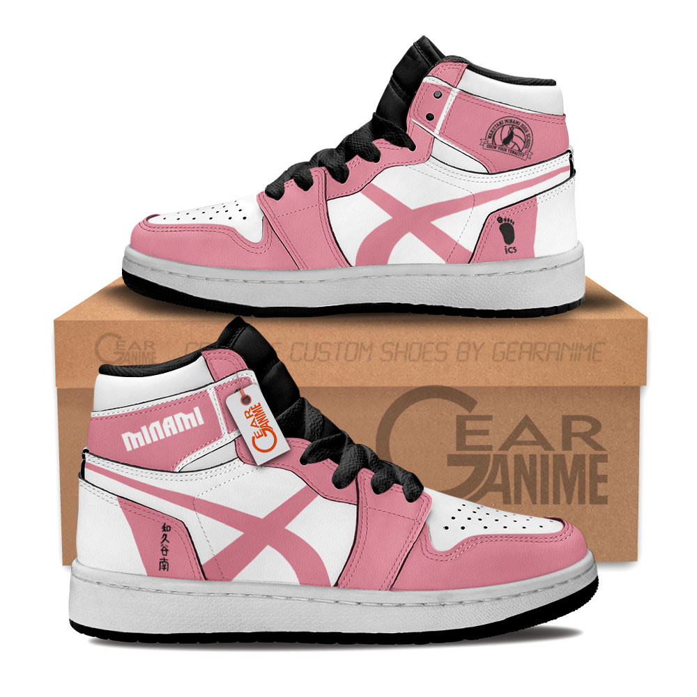 Wakutani Minami Custom Anime Kids High-Top Leather Sneakers Personalized