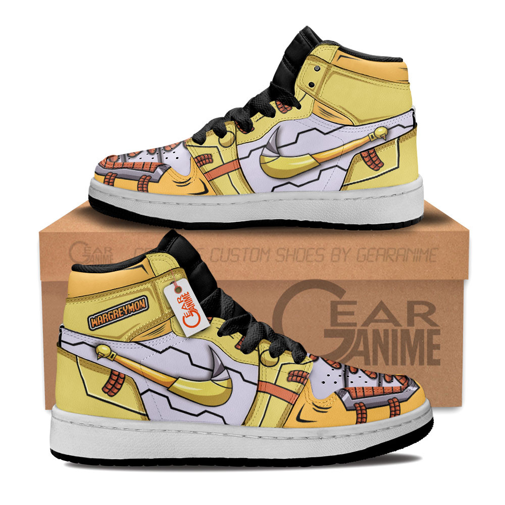WarGreymon Custom Anime Kids High-Top Leather Sneakers