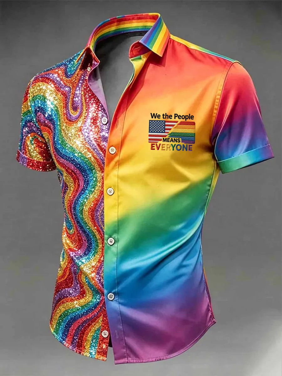 We The People Means Everyone Button Shirt Pride Month Apparel Gift For My Best Ally