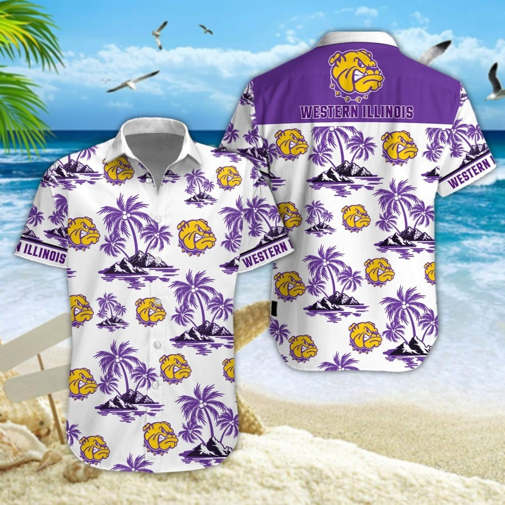 Western Illinois Leathernecks Football Hawaiian Sports Aloha Shirt Gift For Football Dads