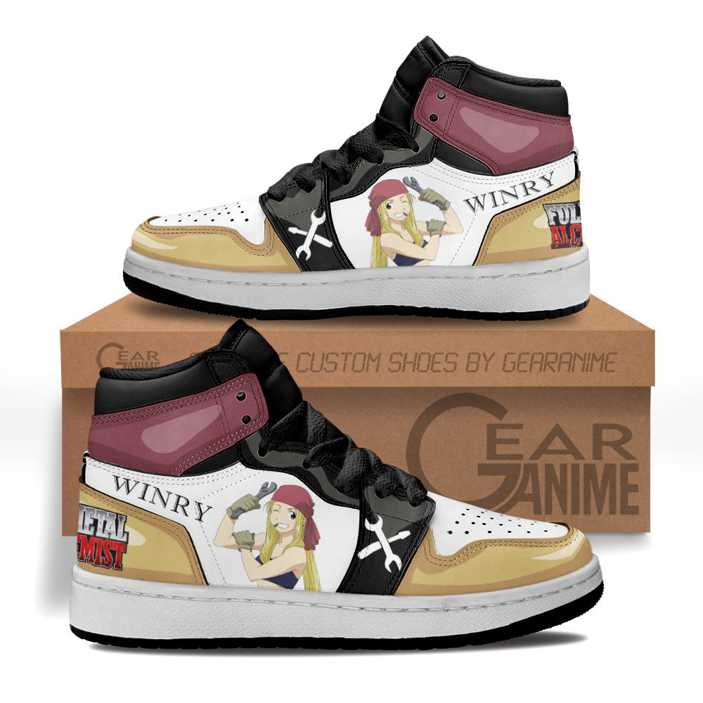 Winry Custom Anime Kids High-Top Leather Sneakers