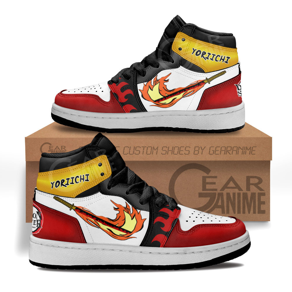 Yoriichi Tsugikuni Skills Custom Anime Kids High-Top Leather Sneakers