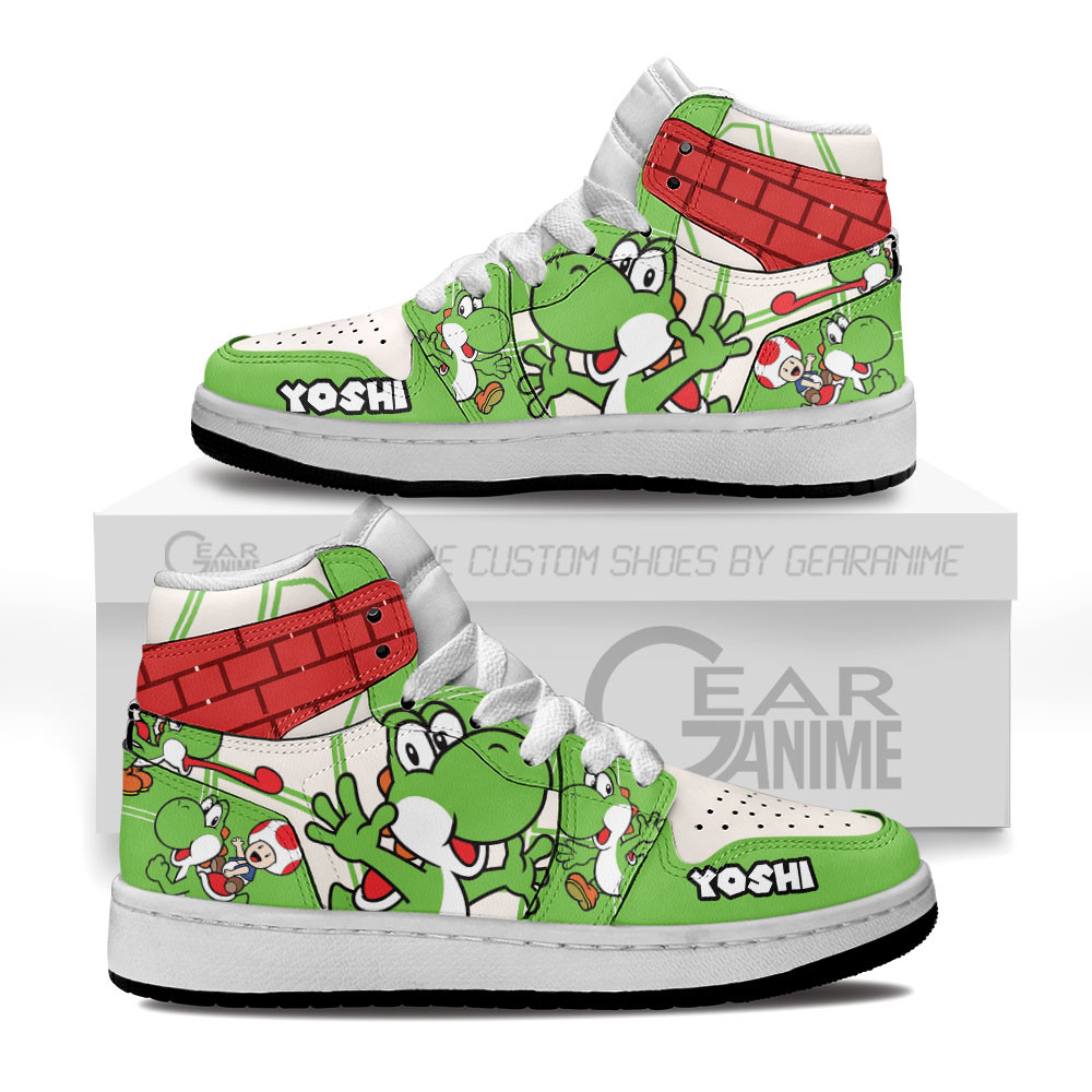 Yoshi Kids Custom Gaming High-Top Leather Sneakers Custom