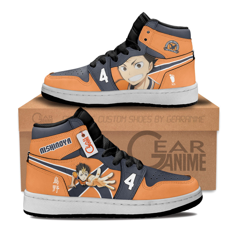 Yu Nishinoya Custom Anime Kids High-Top Leather Sneakers Personalized