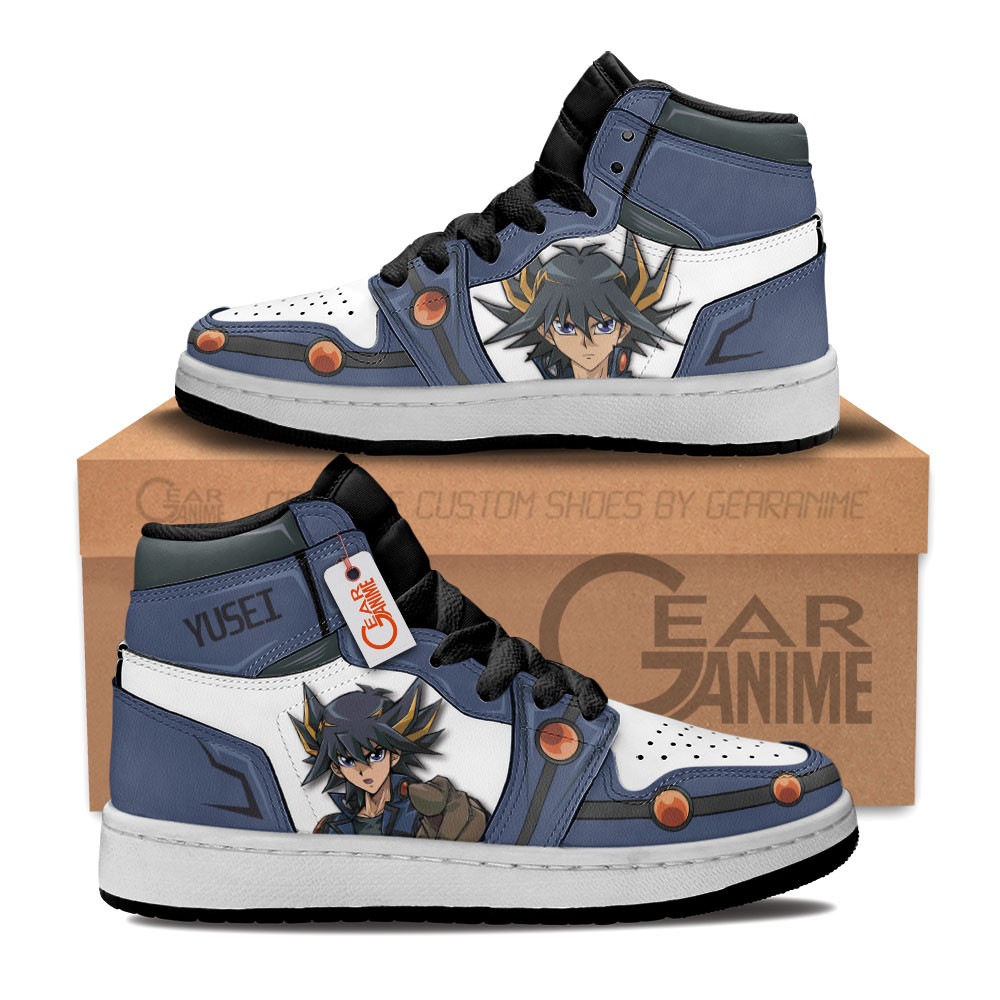 Yusei Fudo Custom Anime Kids High-Top Leather Sneakers