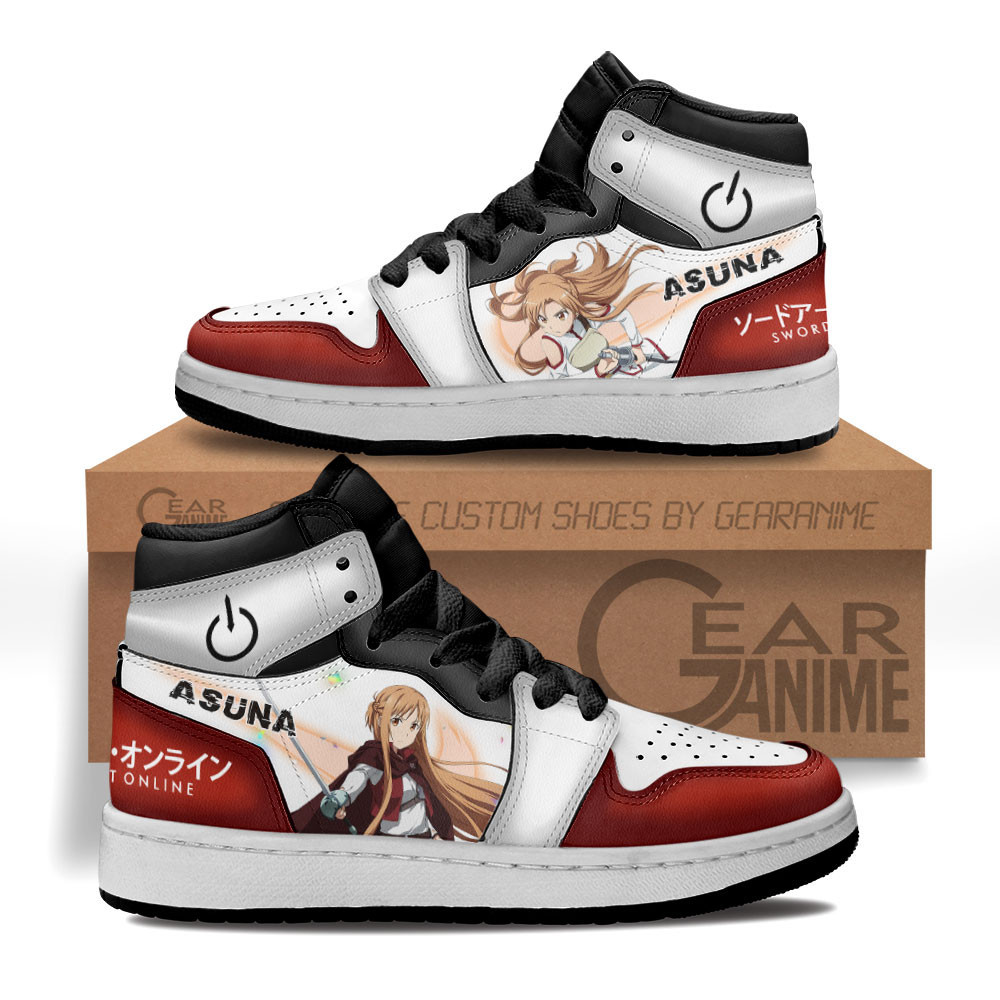Yuuki Asuna Custom Anime Kids High-Top Leather Sneakers