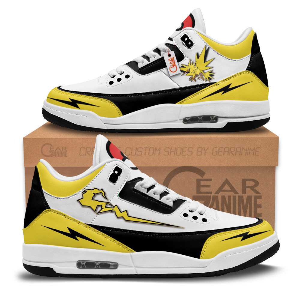 Zapdos Custom Anime Retro 3 Leather Sneakers
