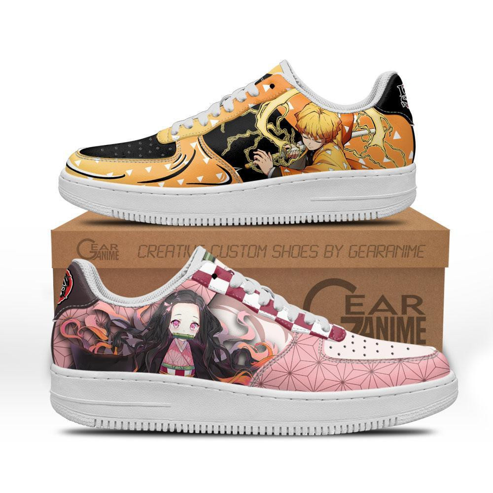 Zenitsu and Nezuko Custom Anime Low-Top Leather Sneakers