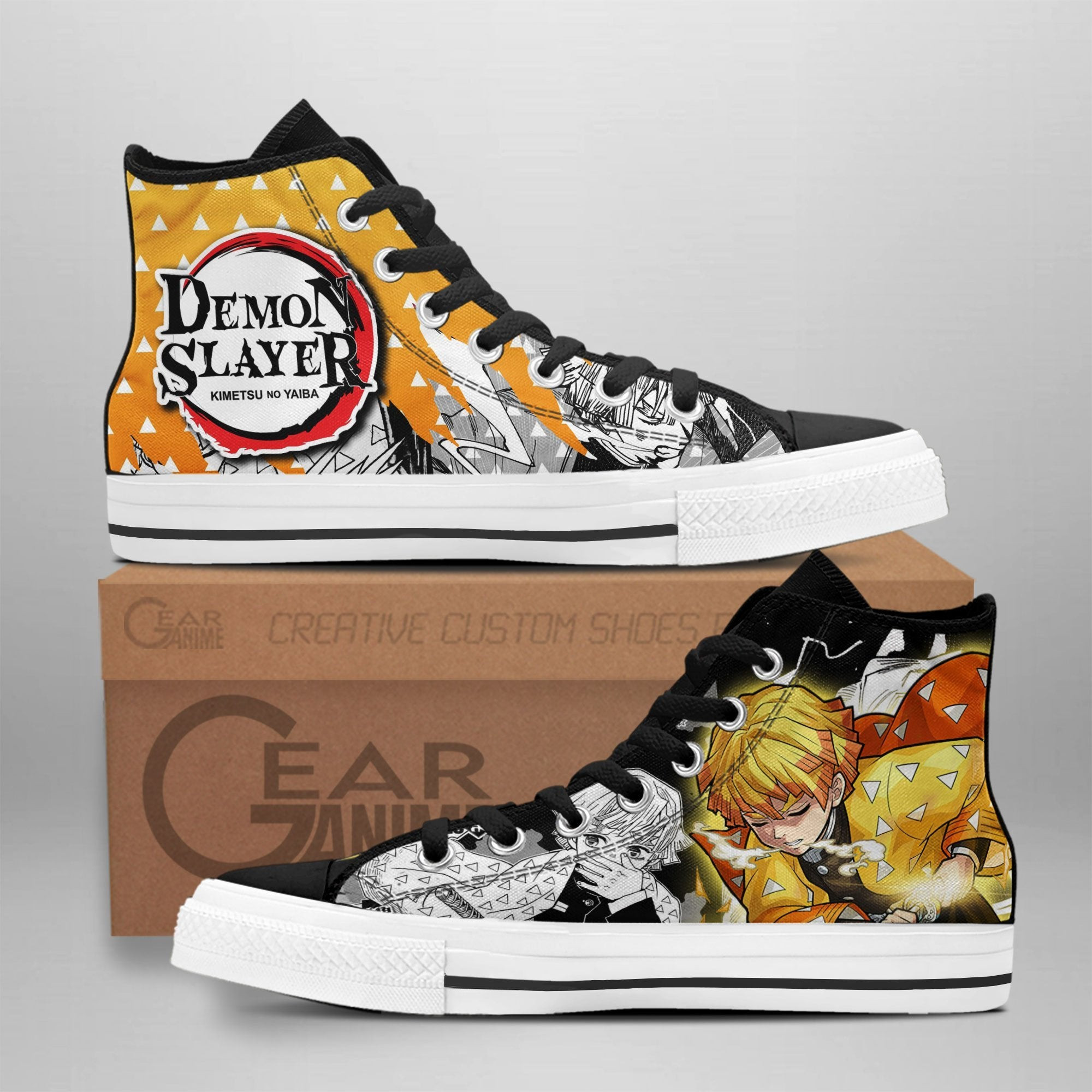 Zenitsu Custom Anime High-Top Canvas Shoes Thunder Breathing