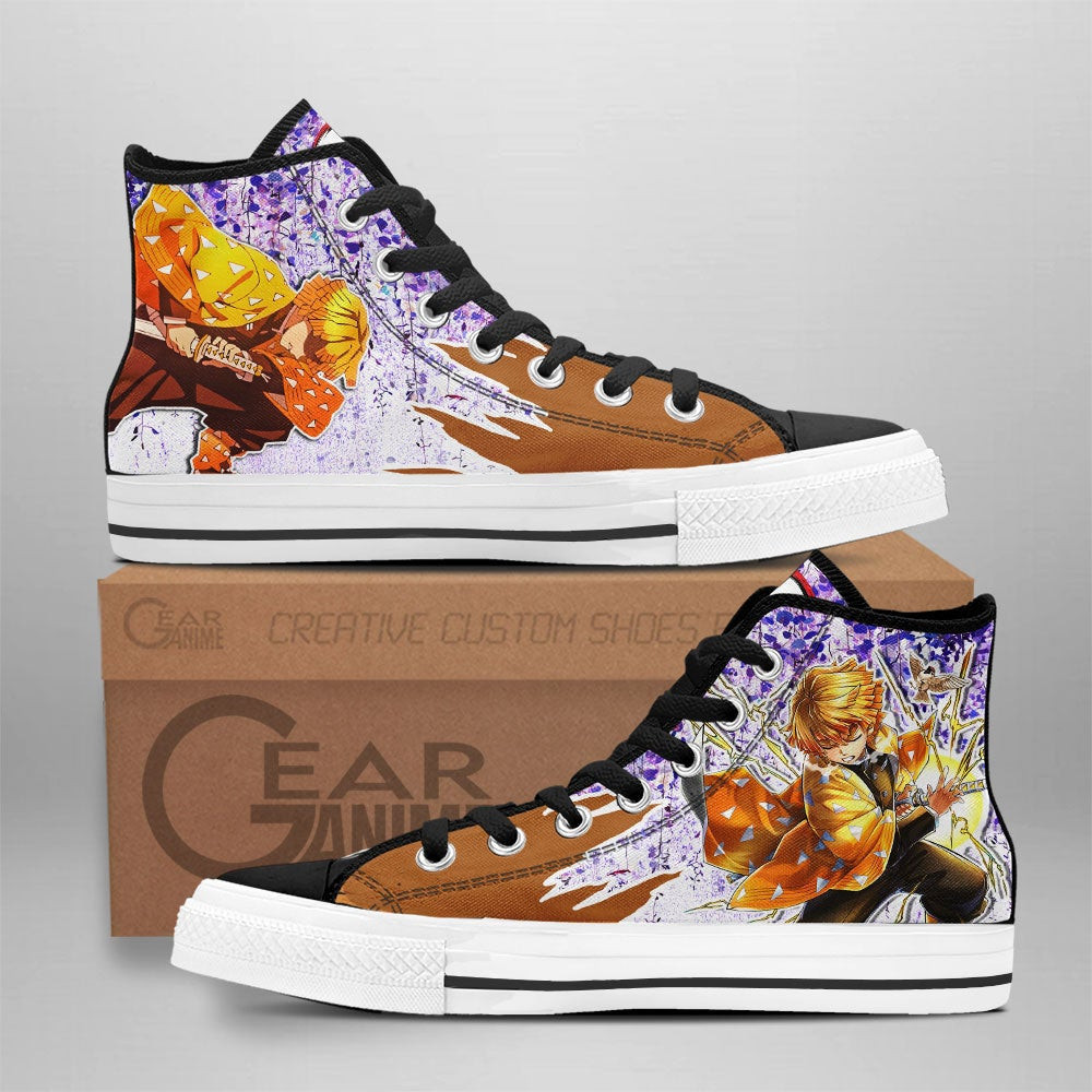 Zenitsu Custom Anime High-Top Canvas Shoes Wisteria