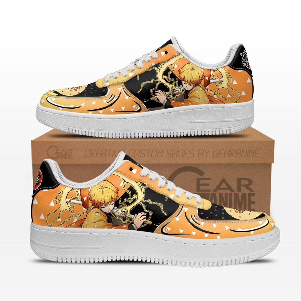 Zenitsu Custom Anime Low-Top Leather Sneakers Thunder Breathing First Form