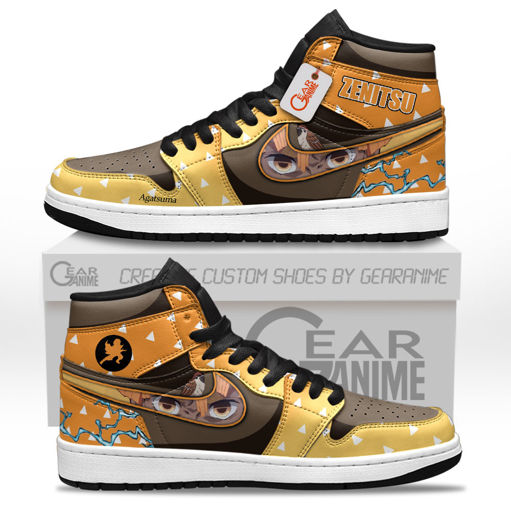 Zenitsu High-Top Leather Sneakers Thunder Breathing Custom Name