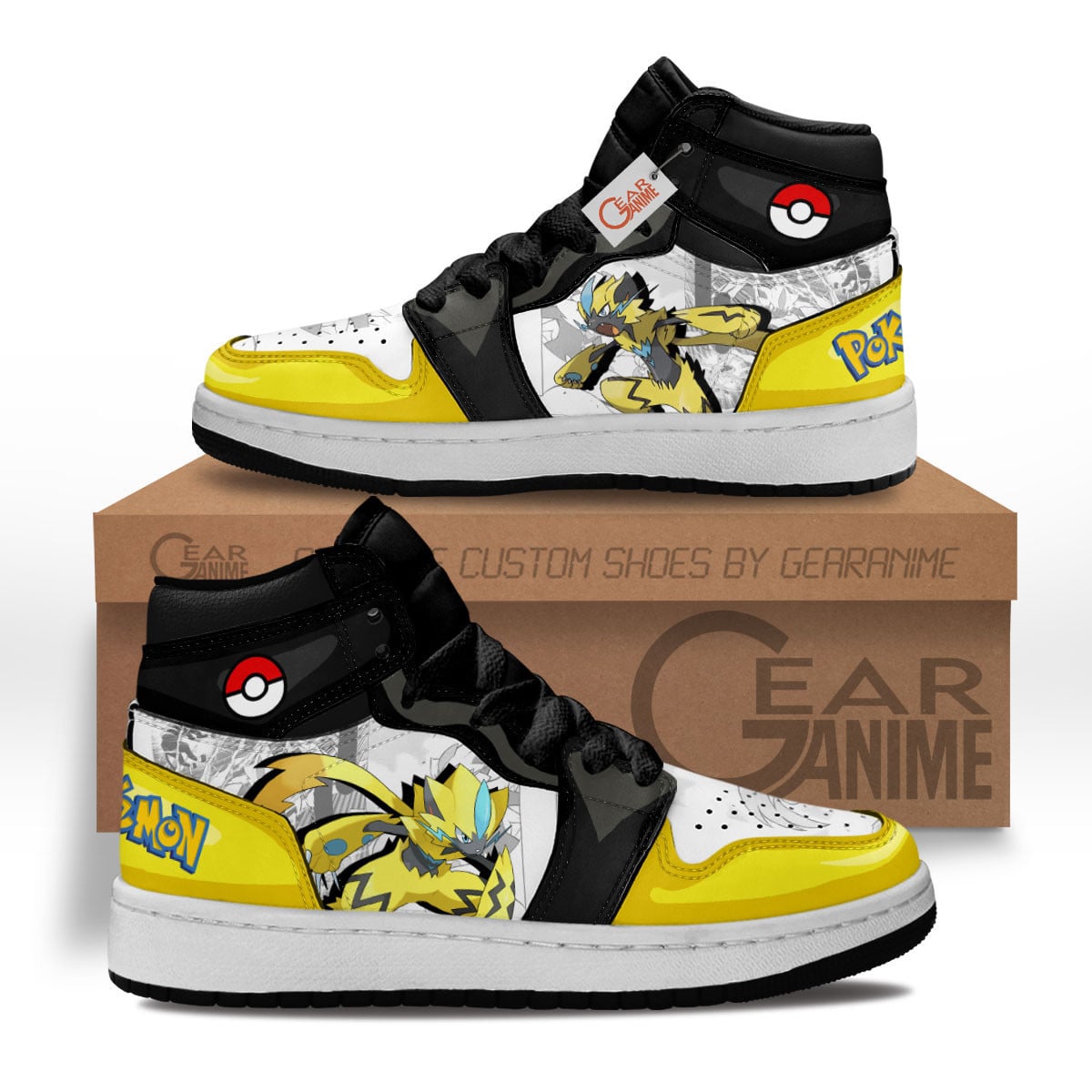 Zeraora Custom Anime Kids High-Top Leather Sneakers