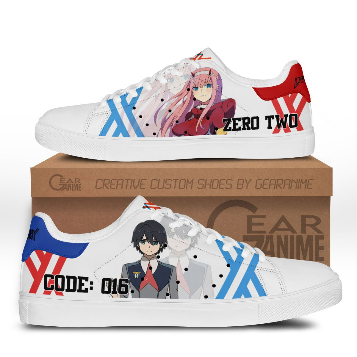 Zero Two and Hiro Custom Anime Classic Court Shoes