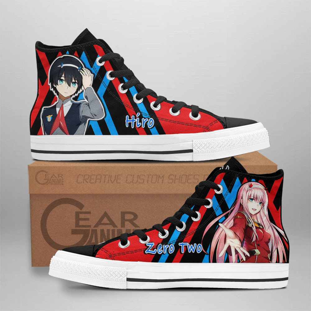 Zero Two and Hiro Custom Anime High-Top Canvas Shoes