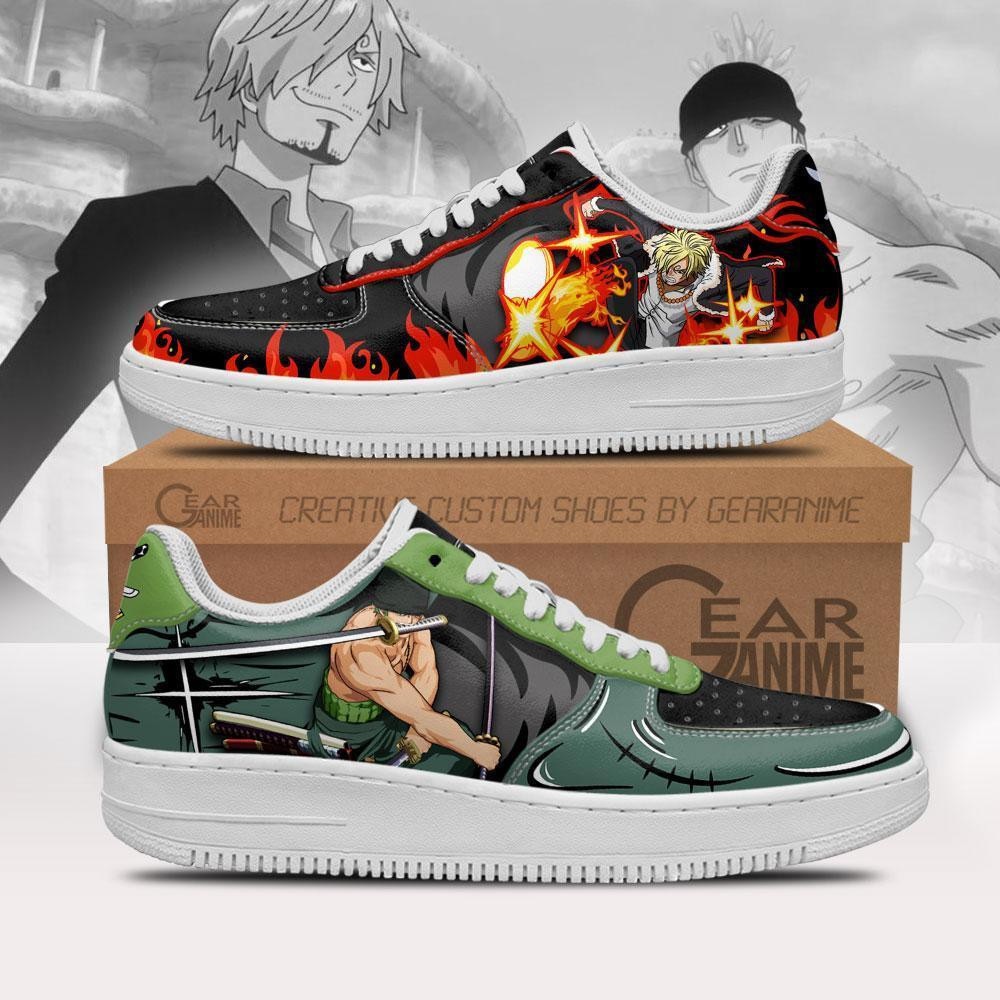 Zoro and Sanji Custom Anime Low-Top Leather Sneakers