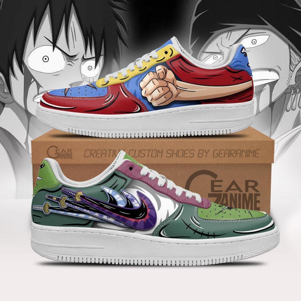Zoro vs Luffy Custom Anime Low-Top Leather Sneakers Gomu Vs Santoryu